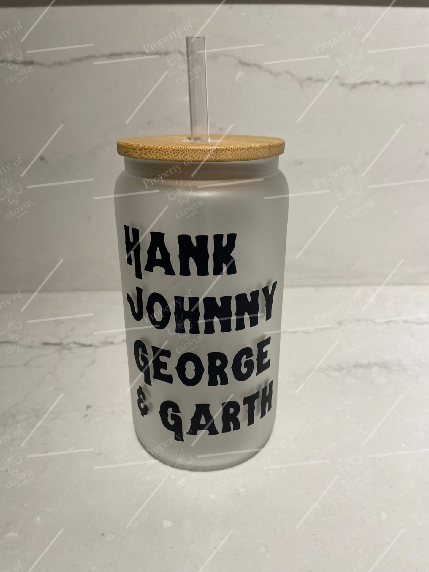Hank Johnny George & Garth (glass)